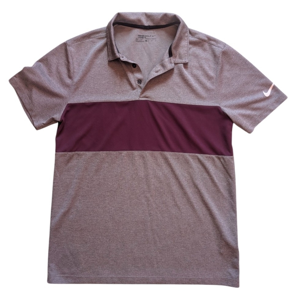 Nike Men's Polo Shirt in Gray and Maroon